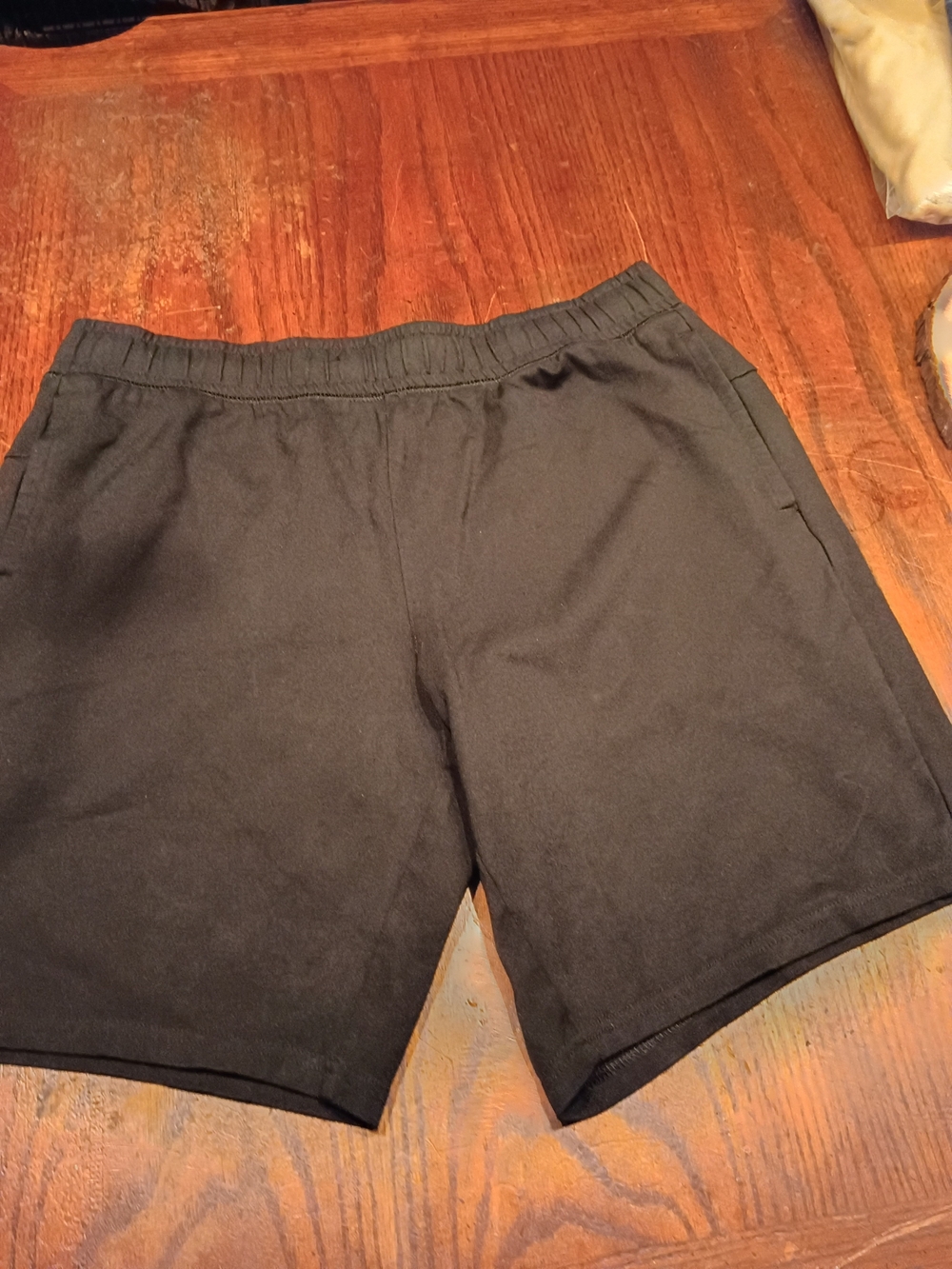 Men's Black Athletic Elastic-Waist Shorts